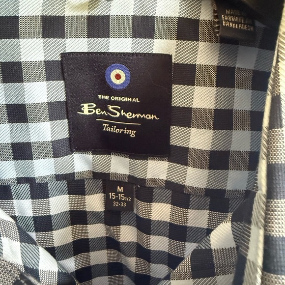 Men’s M Blue Plaid Ben Sherman Casual along Sleeve Button Up Shirt - Picture 4 of 6